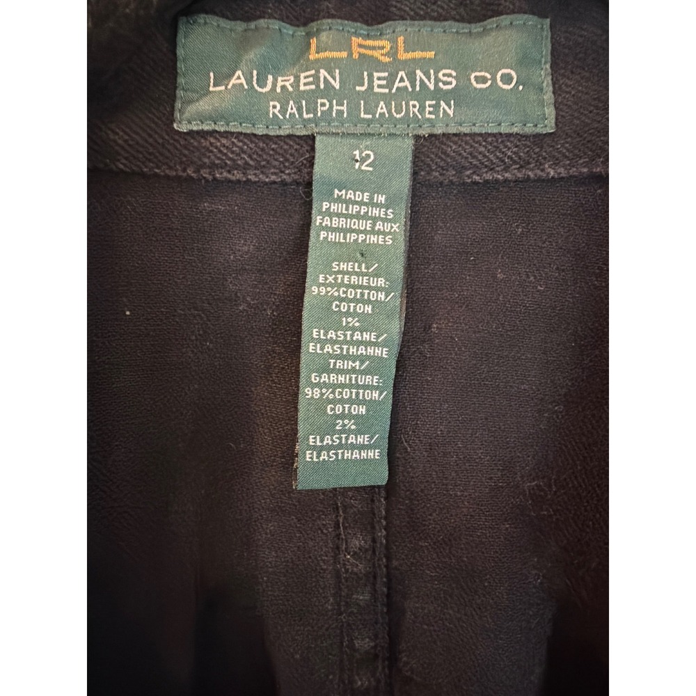 Lauren Ralph Lauren Black Cotton Double Breasted Pea Coat Corduroy Collar 12 - Picture 2 of 4